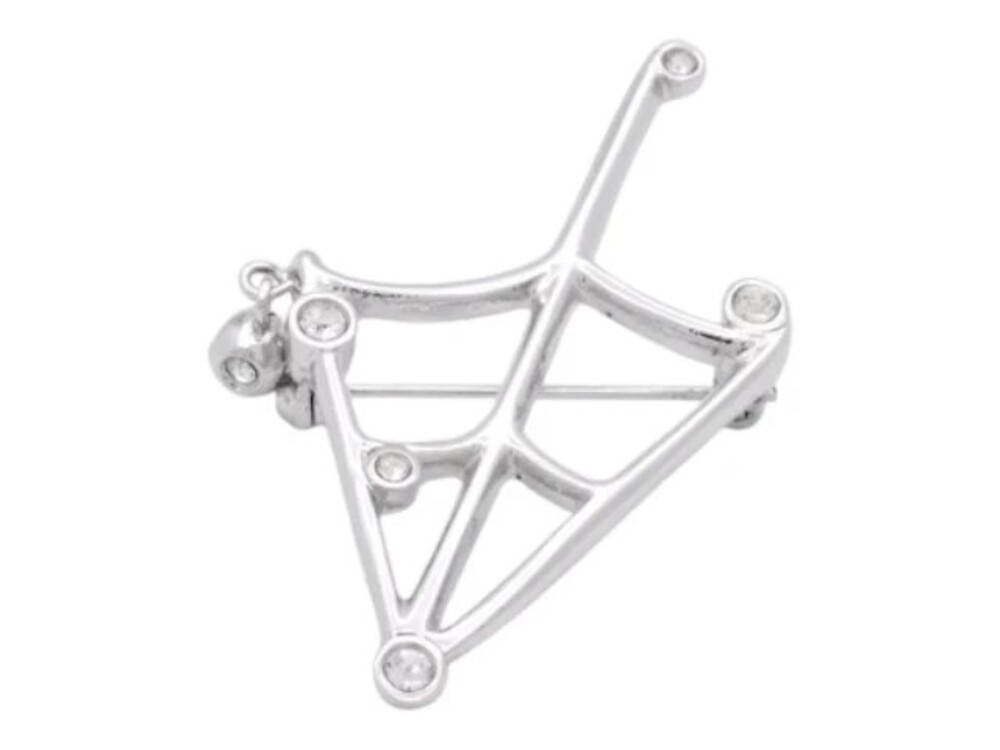 7540 - Christian Dior Rhinestone Spiderweb Brooch Silver